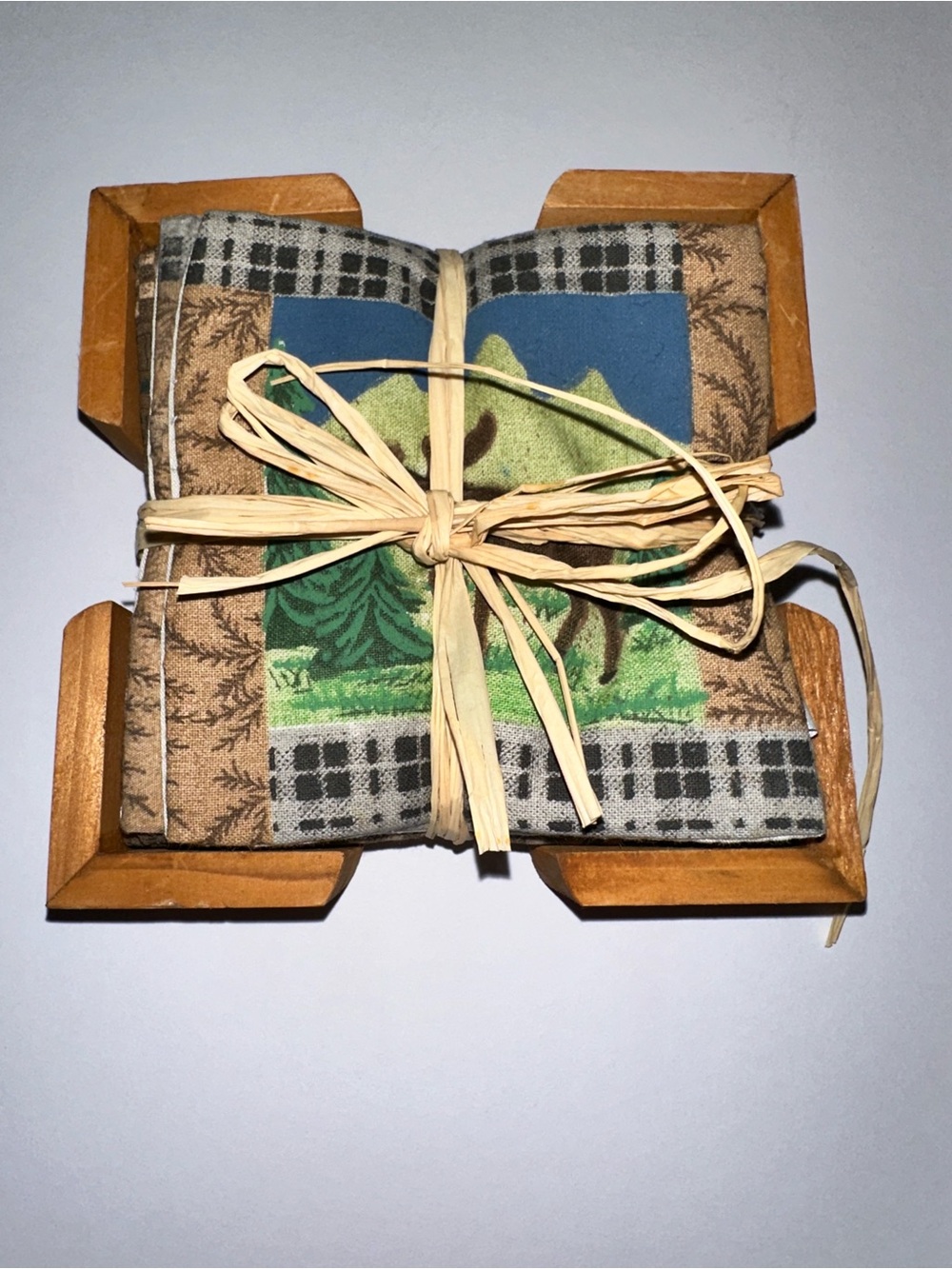 Vintage Moose Fabric Coaster Set